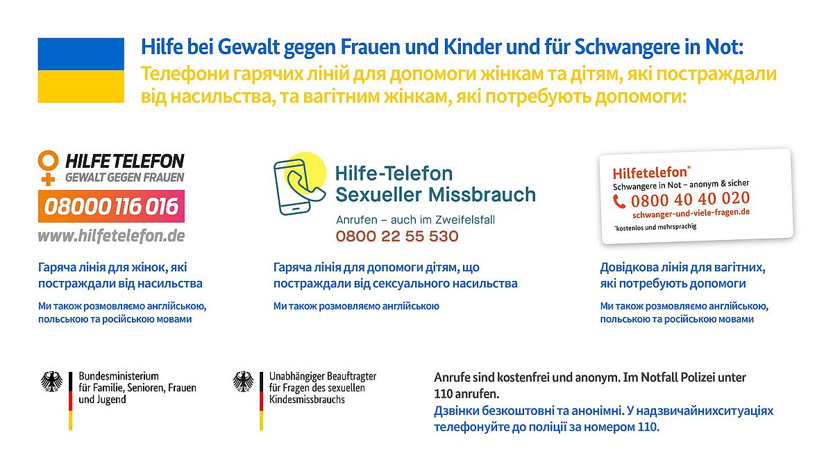 Telefonnummern von Hilfstelefonen